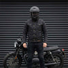 RIDERACT® Waxed Cotton Motorcycle Jacket | Black Stellar Biker Jacket