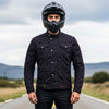 RIDERACT® Waxed Cotton Motorcycle Jacket | Black Stellar Biker Jacket