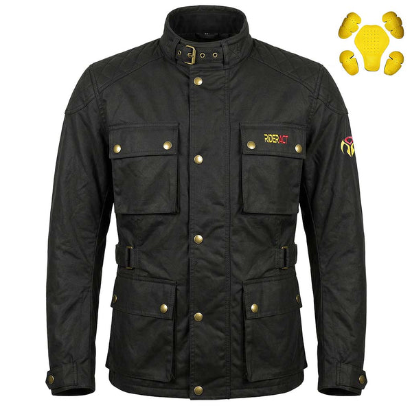 RIDERACT® Waxed Cotton Moto Jacket – Zacota