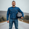 RIDERACT® Men's Denim Motorcycle Jacket Blue | Reinforced Biker Jacket Road Rush