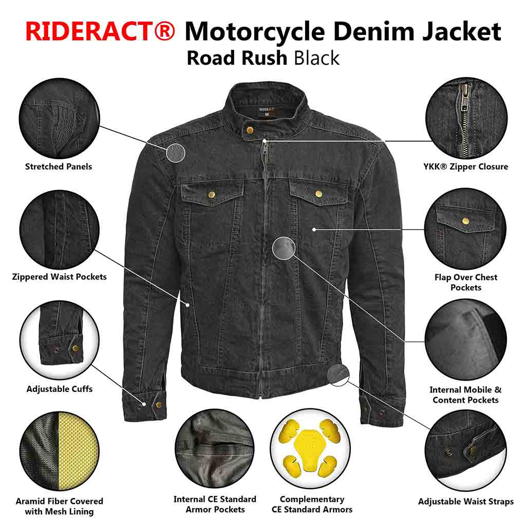 RIDERACT® Motorcycle Denim Jacket | Kevlar Riding Jacket | Gentry Choice