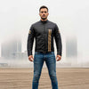 RIDERACT® Mens Leather Motorcycle Jacket  | Striper Biker Jacket