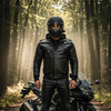 RIDERACT® Men's Leather Motorcycle Jacket Black with Hood Stinger