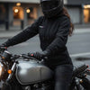 RIDERACT® Womens Motorcycle Hoodie Black Reinforced Motorbike Hoodie