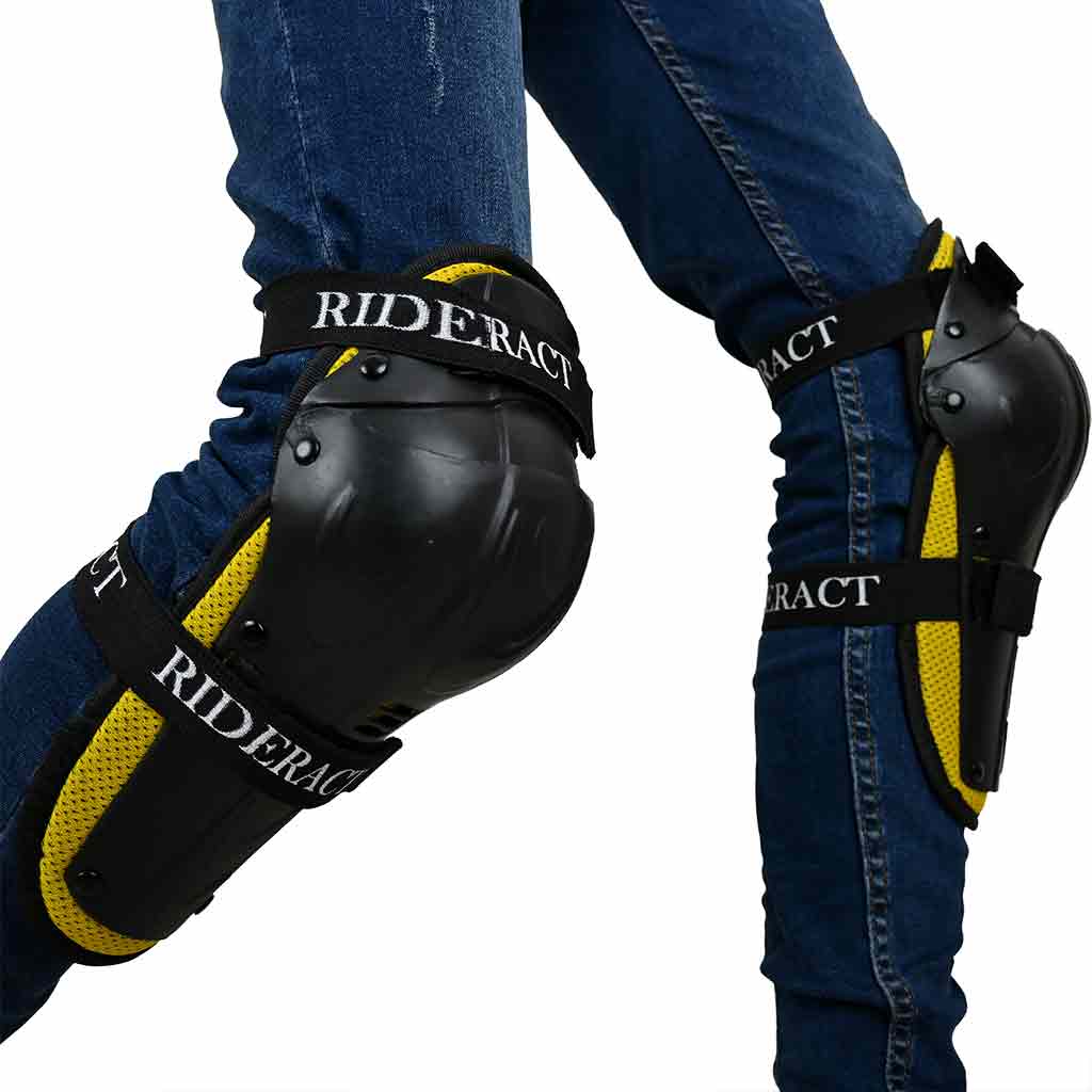 RIDERACT® Youth Knee Protectors SafeMode-v1 Yellow Kids Knee Guards ...