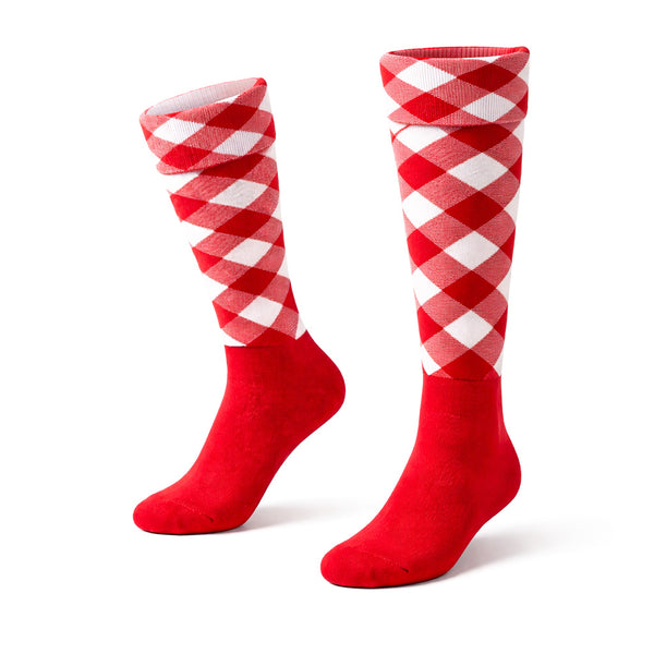 Argyle Hose Checkered Red & White Scottish Socks