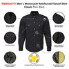 RIDERACT® Men's Motorcycle Riding Flannel Shirt Classic Plain Black