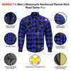 RIDERACT® Men's Motorcycle Riding Reinforced Flannel Shirt Road Series Blue