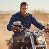 RIDERACT® Men's Flannel Motorcycle Shirt | Reinforced Checked Road Series Blue
