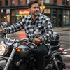 RIDERACT® Men's Flannel Motorcycle Shirt | Reinforced Checked Riding Shirt Black & White