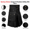 Cargo 6 Pockets Utility Kilt Black