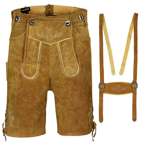 Men's Oktoberfest Costume Suede Leather Short Lederhosen 