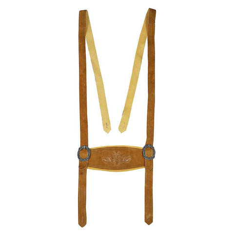 Men's Suede Leather Short Lederhosen Suspenders Set 
