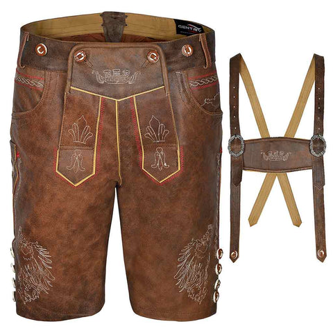 Men's Oktoberfest Costume Authentic Leather Short Lederhosen 