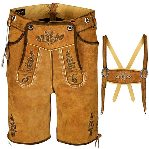 Men's Oktoberfest Costume Suede Leather Short Lederhosen 