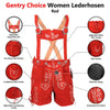 Women Oktoberfest Costumes Suede Lederhosen Leather Short Red