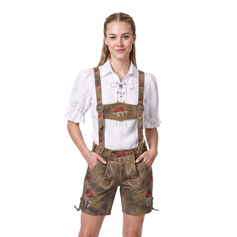 Women’s Lederhosen – Mud Brown Suede Leather Shorts