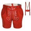 Women’s Oktoberfest Outfit – Red Suede Leather Lederhosen Shorts