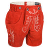 Women’s Oktoberfest Outfit – Red Suede Leather Lederhosen Shorts