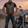 RIDERACT® Mens Biker Vest | Distressed Harley Leather Vest