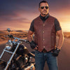 RIDERACT® Mens Leather Biker Vest | Vintage Vest - Harley Rustic Style