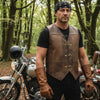 RIDERACT® Mens Motorcycle Vest | Distressed-Harley Leather Vest with Antique Clasp