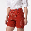 Women’s Oktoberfest Outfit – Red Suede Leather Lederhosen Shorts