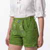 Women’s Oktoberfest Costume – Green Suede Leather Lederhosen Shorts