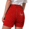Women’s Oktoberfest Outfit – Red Suede Leather Lederhosen Shorts