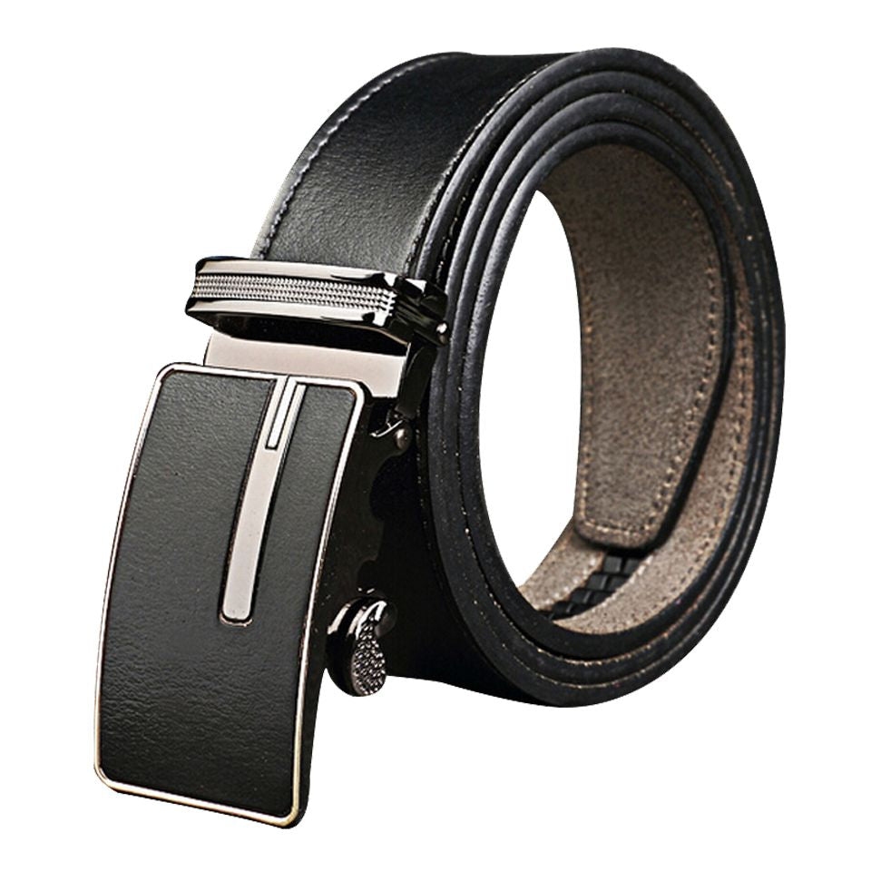 Casual Leather Belt Auto Locking Buckle Black | Gentry Choice