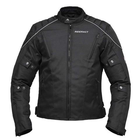 RIDERACT® Textile Motorbike Jacket Classic Black Motorcycle Jacket