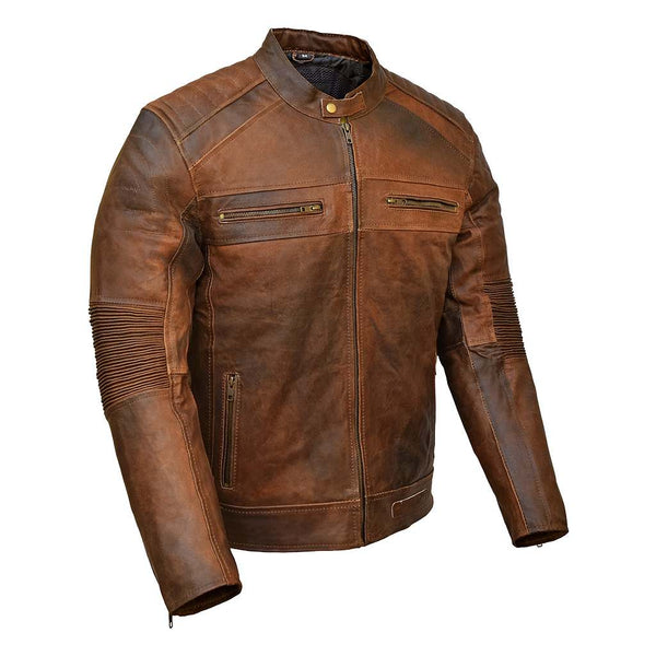 Cafe Racer Leather Motorcycle Jacket Café Racer” Nubuck Leather