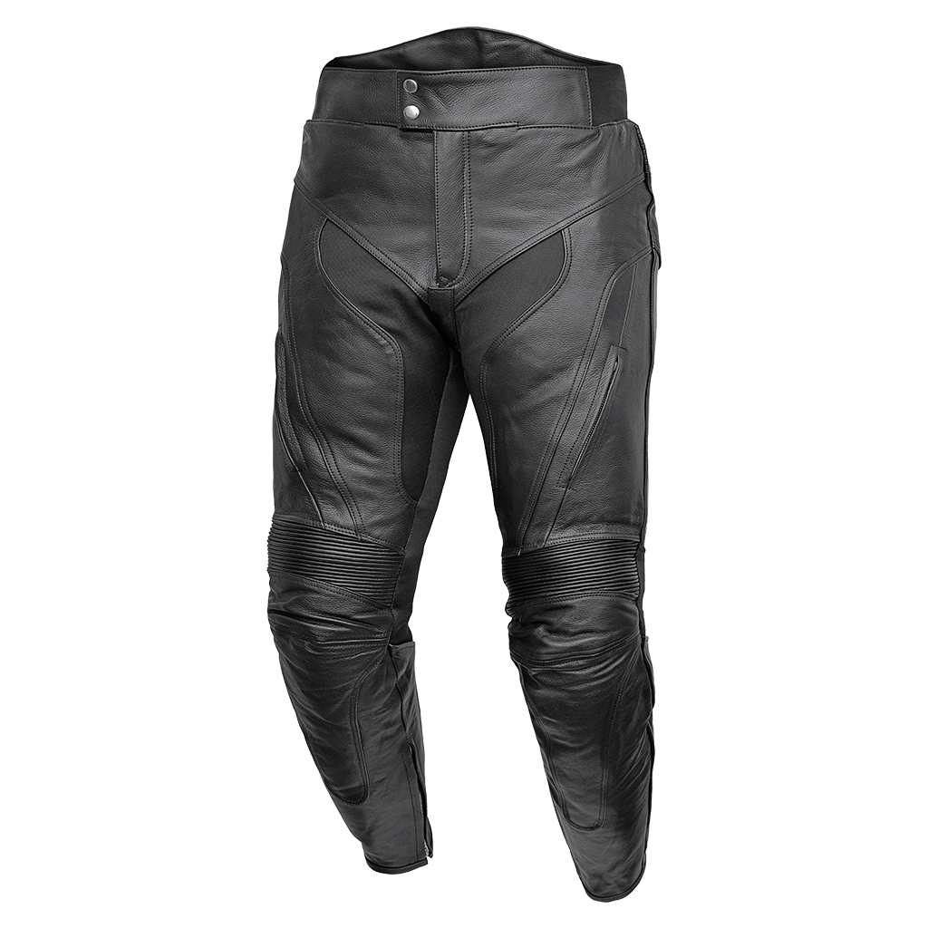 Armor Black Leather Biker Pants Waterproof And Zip-Out Insulated