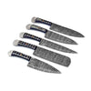 Blue Handles Handmade Damascus Kitchen Chef Knives Set of 5 Pieces