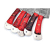 Red Handles Handmade Damascus Kitchen Chef Knives Set of 5 Pieces