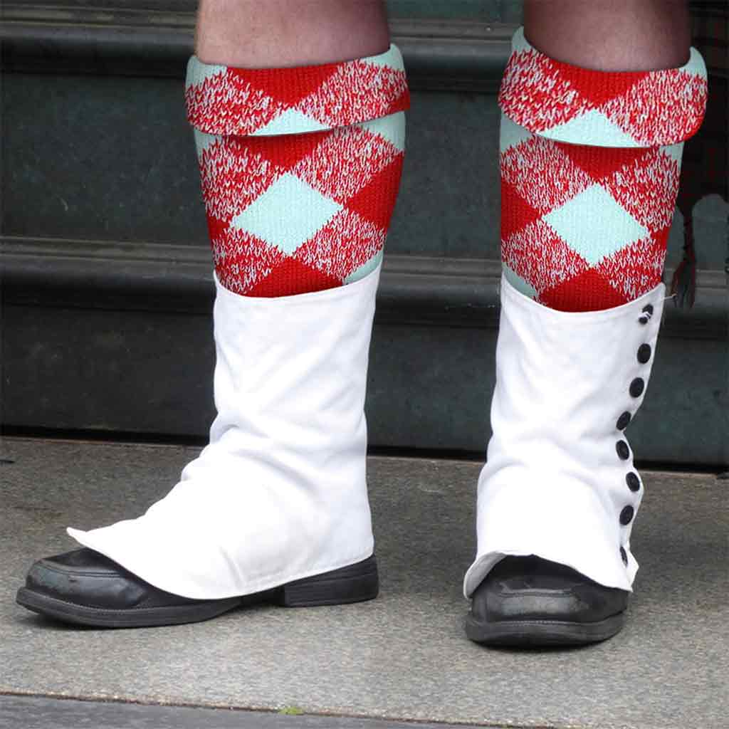 Scottish Kilt Hose Top Diced Red And White
