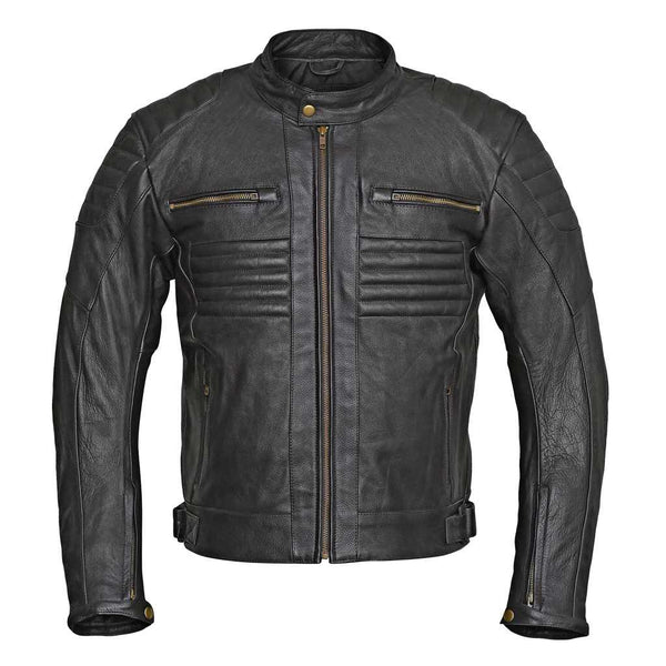 RIDERACT Leather Motorcycle Jacket Combat Black | Motorbike Jacket ...