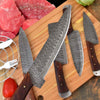 Brown Handles Handmade Damascus Kitchen Chef Knives Set of 5 Pieces