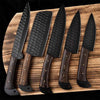 Stainless Steel Black Powder Coated Chef Knives Set of 5 Pieces