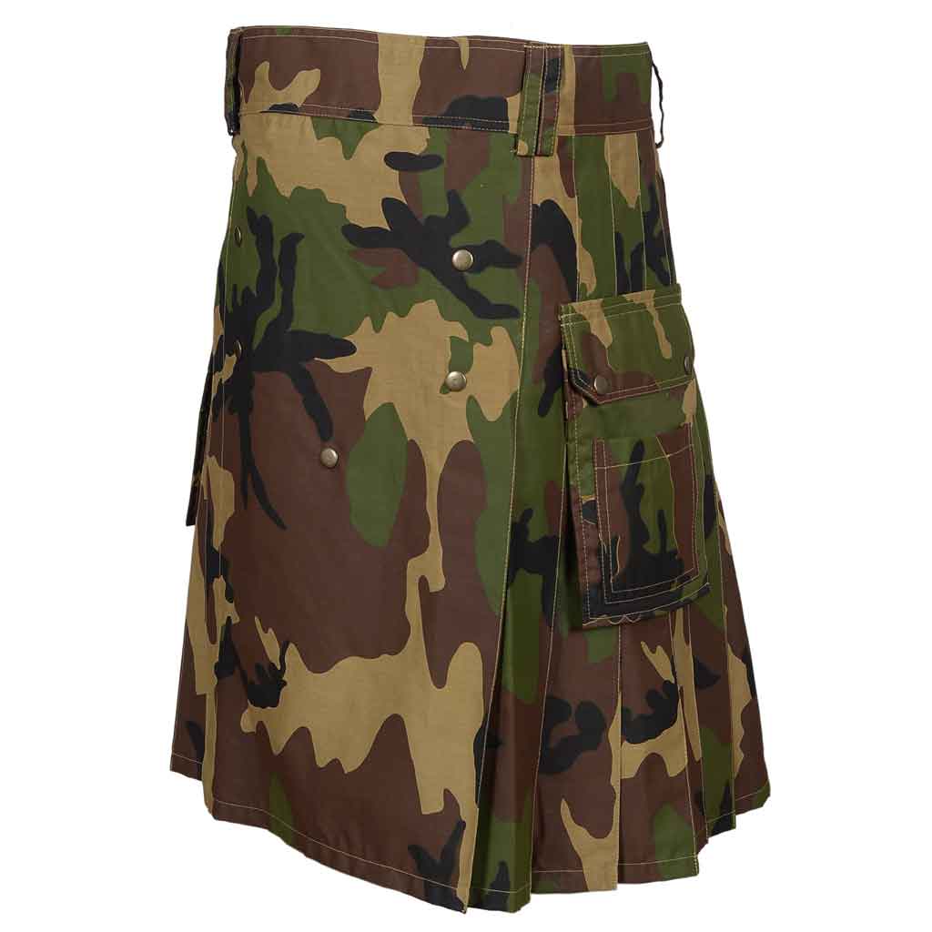 Army Green Camouflage Utility Cargo Kilt Fashion Camo Sports