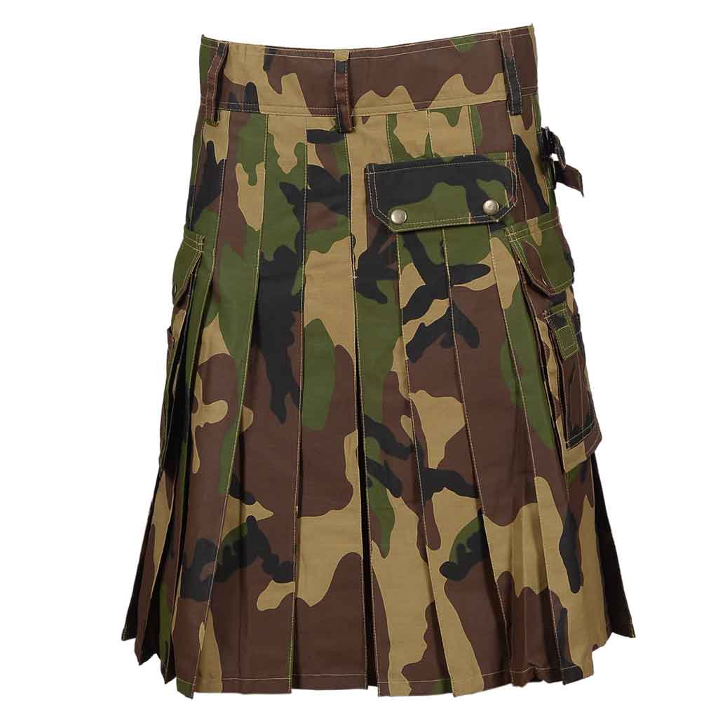 Army Green Camouflage Utility Cargo Kilt Fashion Camo Sports