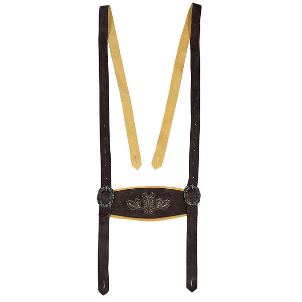 Men's Suede Leather Short Lederhosen Suspenders Set 