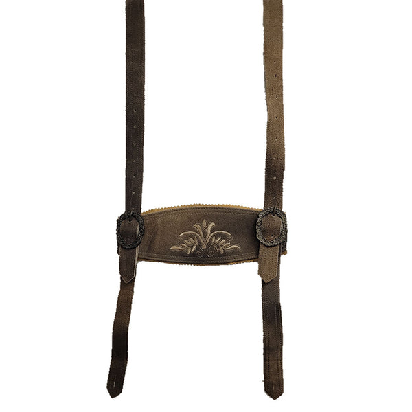 Men's Suede Leather Short Lederhosen Suspenders Set 