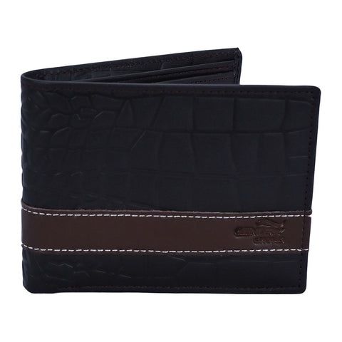 Men Crocodile Pattern Leather Wallet Croci Dark Brown